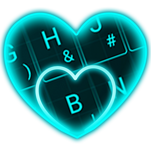 Live Neon Blue Heart Keyboard Theme