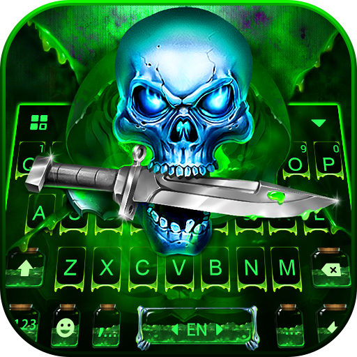 Tema Keyboard Green Hell Skull