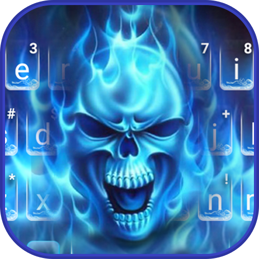 Flaming Ice Skull Keyboard The