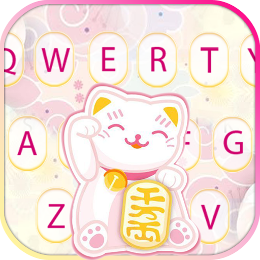 Pastel Lucky Cat Keyboard Them