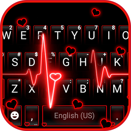 Neon Red Heartbeat कीबोर्ड