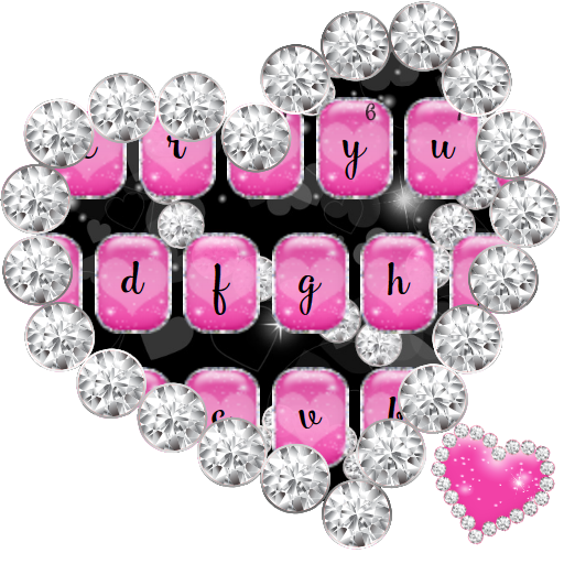 Love Pink Hearts Diamonds Keyboard