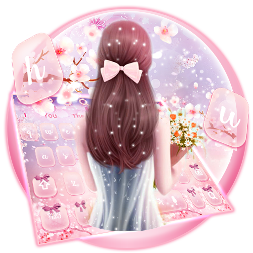 Lucu Pink Princess Girl Keyboard Tema