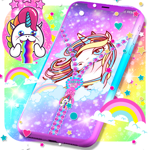 Unicorn zipper lock screen