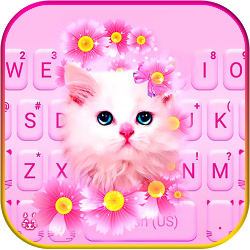 Theme Pink Flowers Kitten