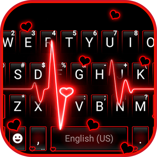 Neon Red Heartbeat कीबोर्ड