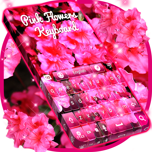 गुलाबी फूल कीबोर्ड
