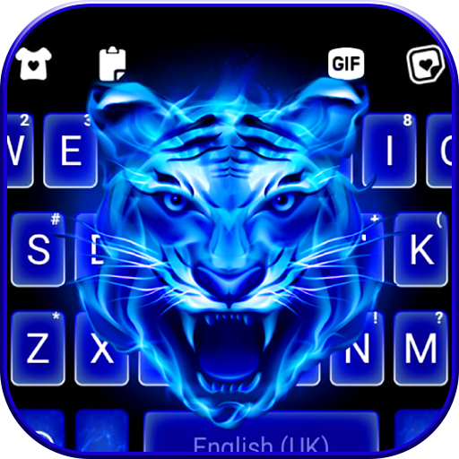 Fire Blue Tiger कीबोर्ड पृष्ठभ