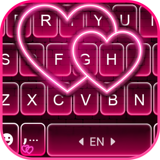 Neon Hearts Love कीबोर्ड