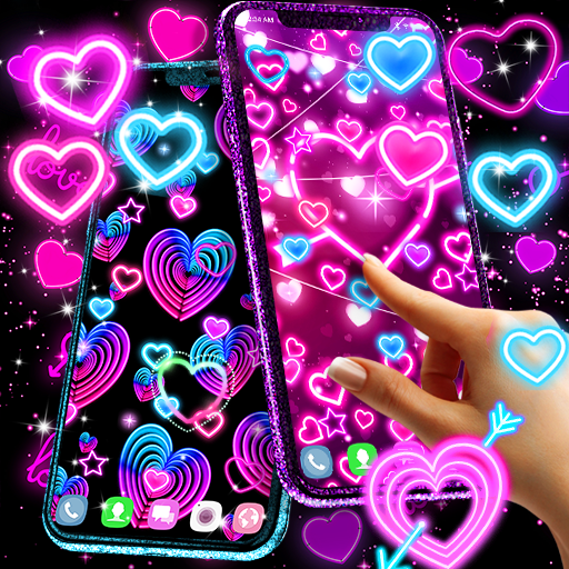 Neon hearts live wallpaper