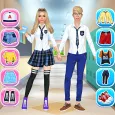 高中情侶換裝遊戲：打扮女孩和男孩 — 衣服和化妝遊戲