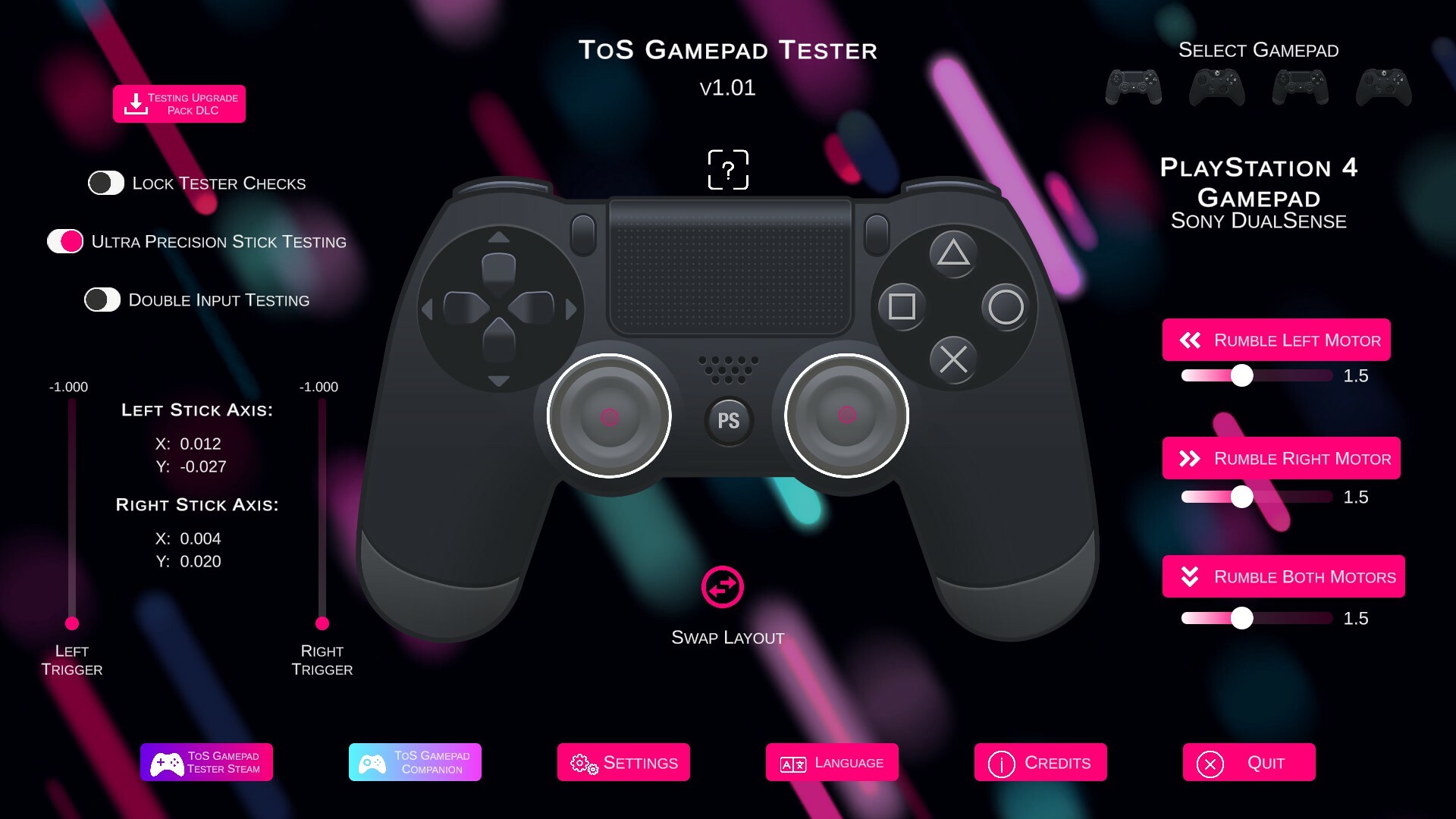 Download ToS Gamepad Tester - Testing Upgrade Pack Free and Play on PC