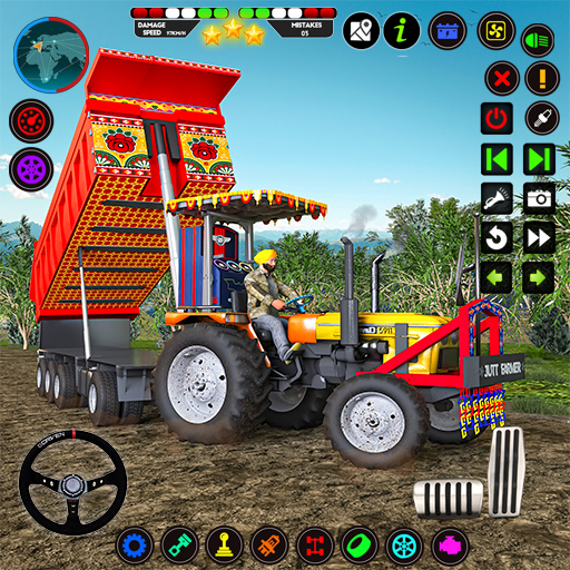 mengemudi traktor petani desa