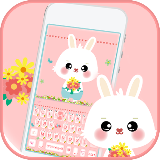 Pink Lovely Bunny Keyboard The
