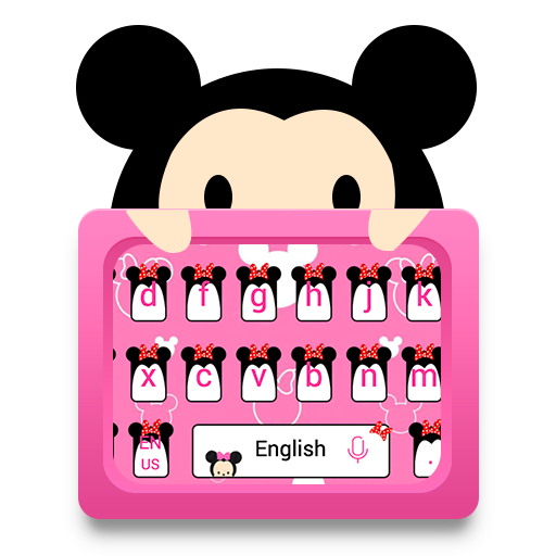 Cute Pink Minny Bowknot Keyboard tema wallpaper