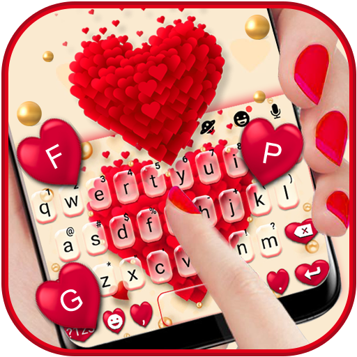 Red Valentine Hearts कीबोर्ड