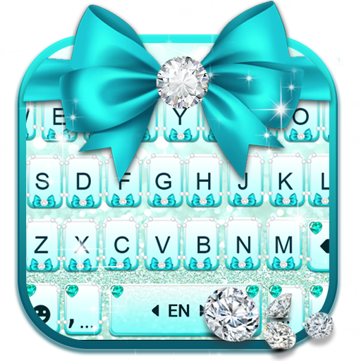 Tema Keyboard Cyan Diamond Bow
