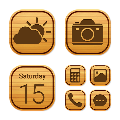 Wow Engraved Wood Icon Pack