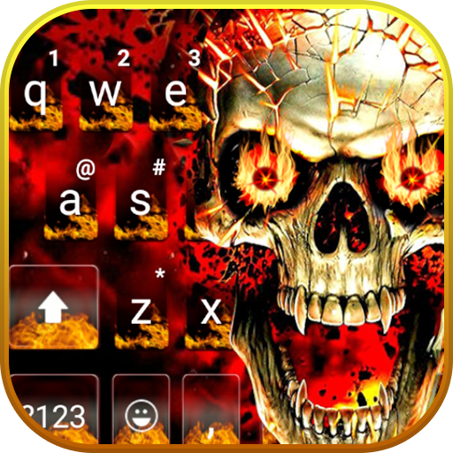 Fire Flaming Skull Keyboard Th