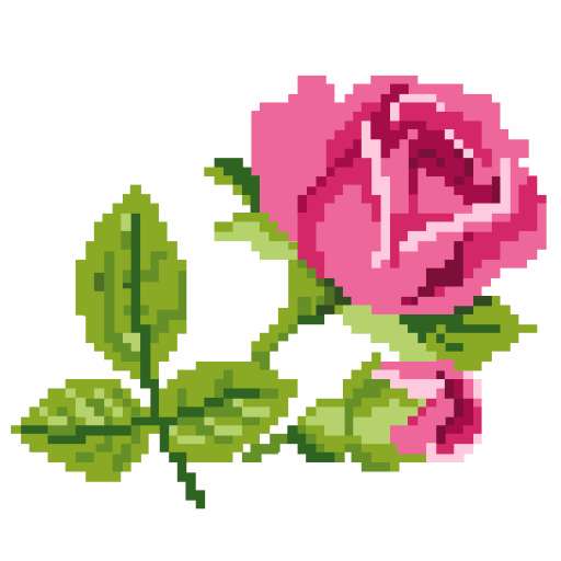 Rose Flowers Pixel Art - Paint By Number