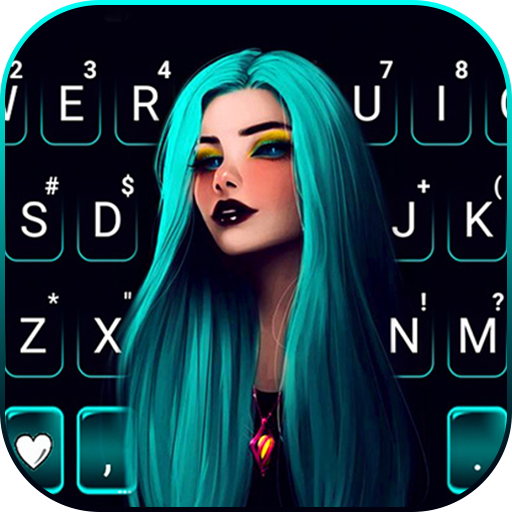 Gothic Neon Girl Keyboard Back