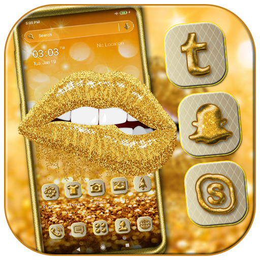 Gold Glitter Lips Theme