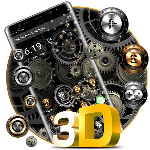 3D Machine Gear Technology Gravity Theme