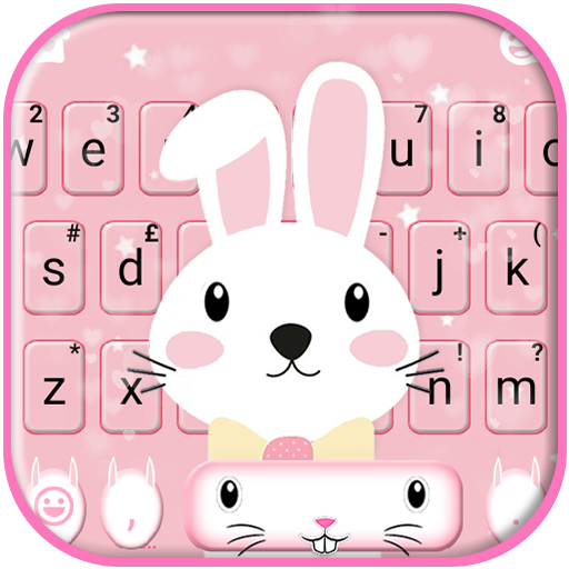 Tema Keyboard Pink Cute Bunny