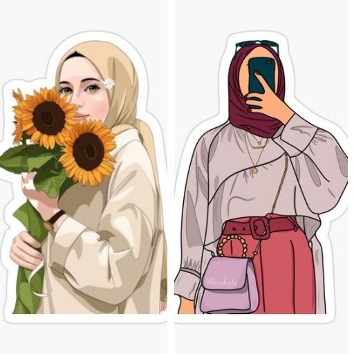 Cute hijab cartoon Wallpaper