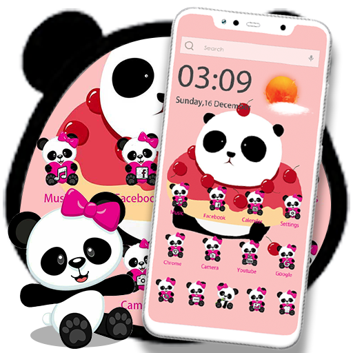 Free Pink Panda Cute wallpaper lock screen theme