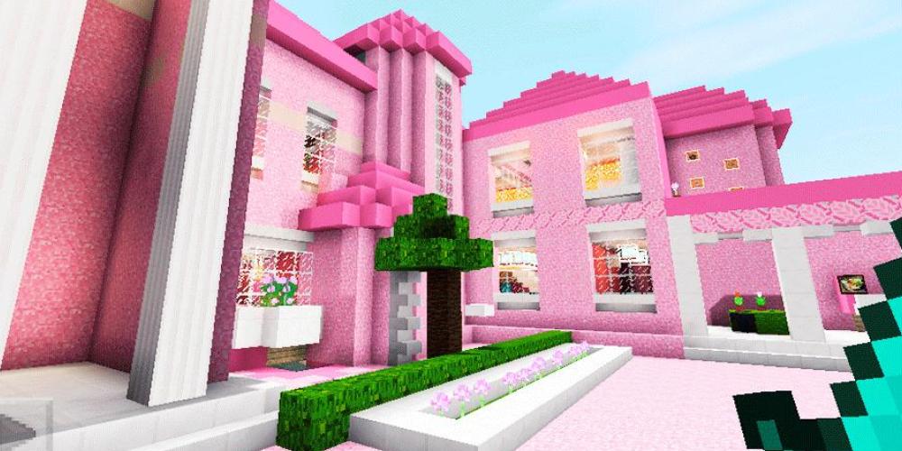 casa no minecraft rosa