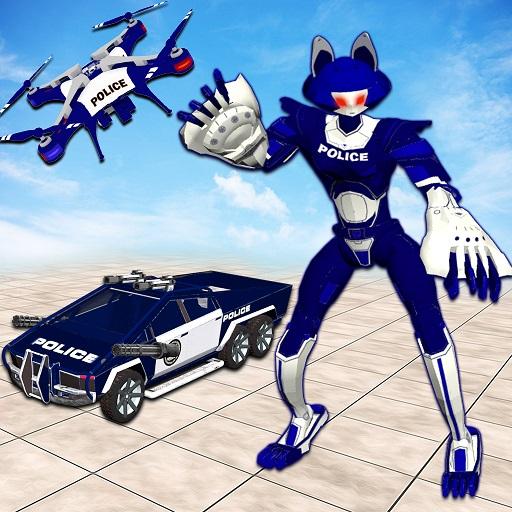 Police Cat Robot Transform Games