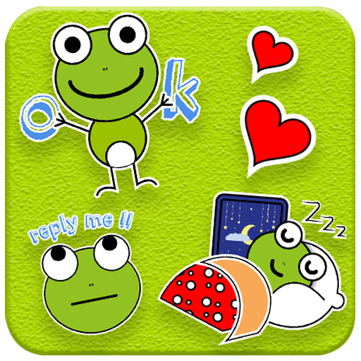 Stiker Emoji Cute Green Frog