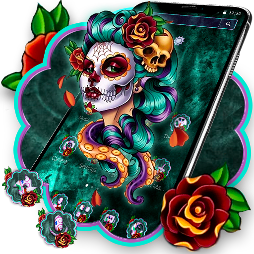 Green Sugar Skull Girl Theme