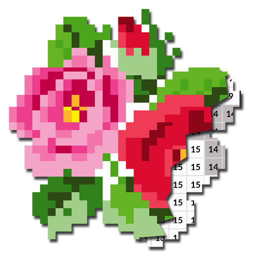 Flowers Pixel Art Colored