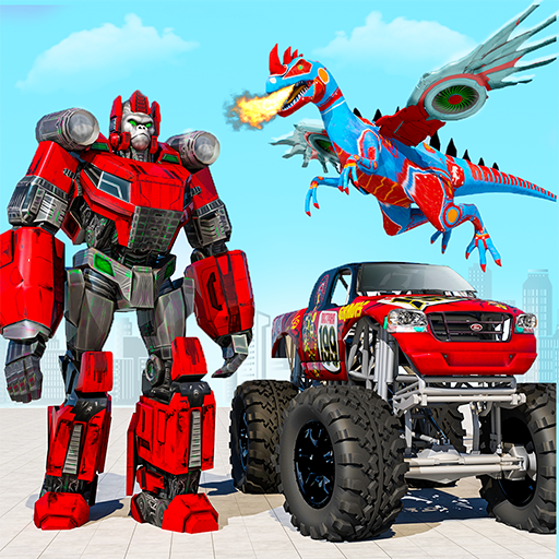 Flying dino car transform game