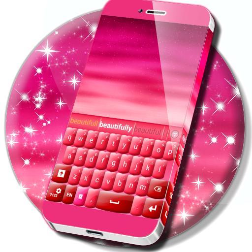 Pink Keyboard Heart Glow Theme