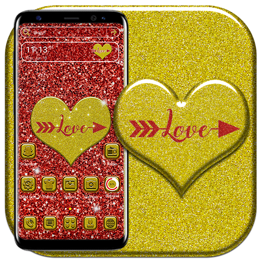 Yellow Glitter Heart Theme