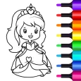 公主着色簿 - 女孩的绘画游戏: 幼儿闪亮亮着色