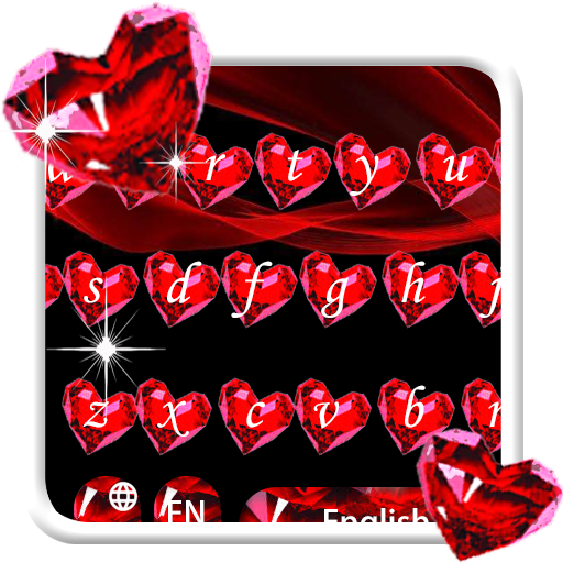 Kırmızı elmas kalp klavye tema