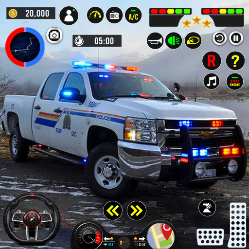 警察の車の運転車のゲーム3d