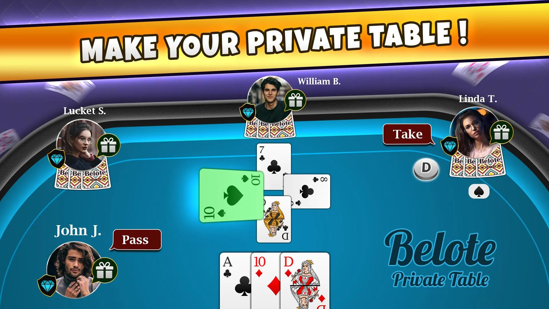 Download Belote Coinche Online game android on PC