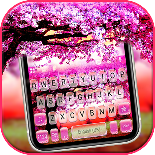 最新版、クールな Pink Blossom Tree のテーマキーボード