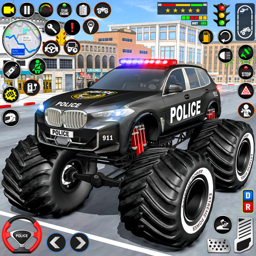 पुलिस राक्षस ट्रक कार खेलों
