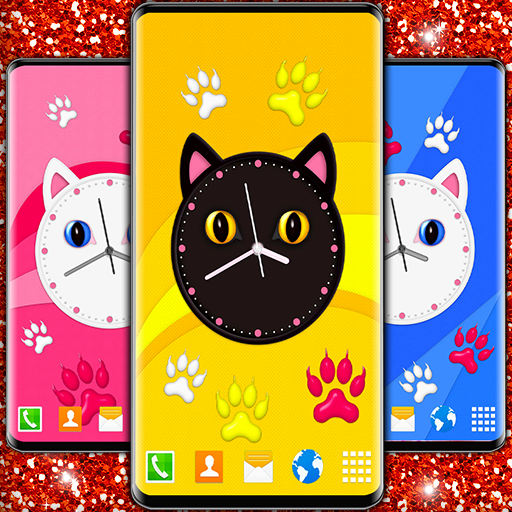 Cute Kitty Clock Wallpaper