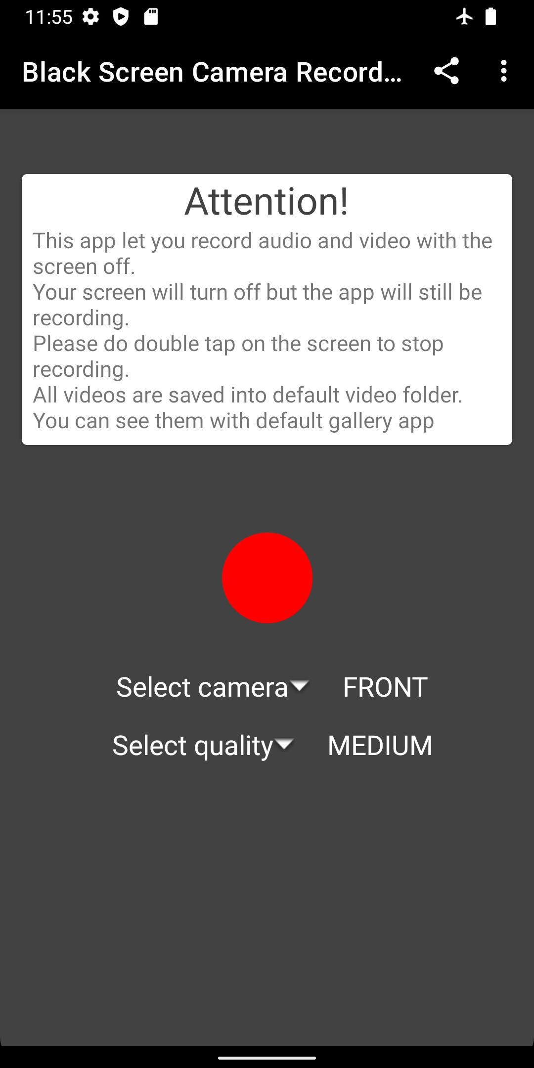 Download Black screen camera record android on PC