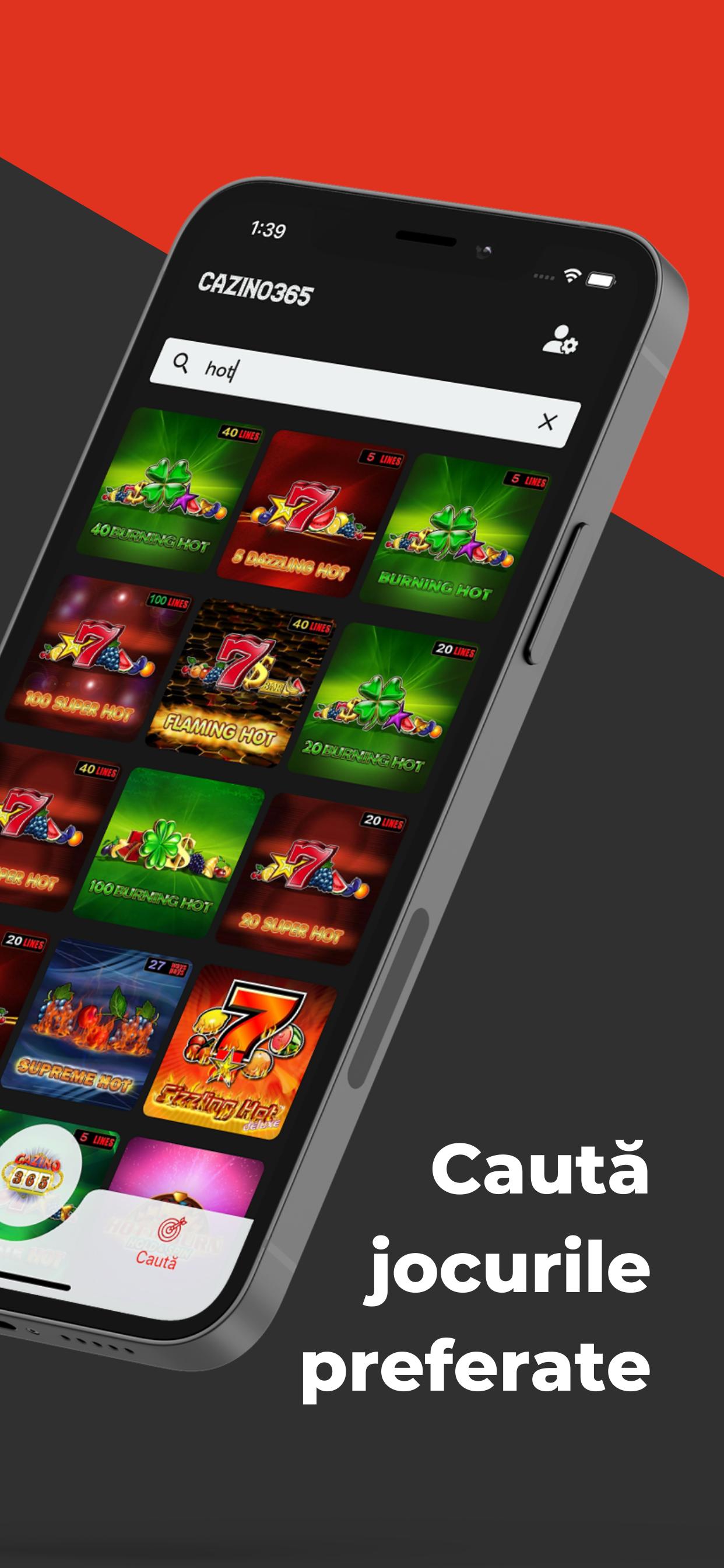 Interfața Cazino365 cu jocuri și bonusuri