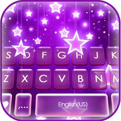 Tema Keyboard Neon Purple Star
