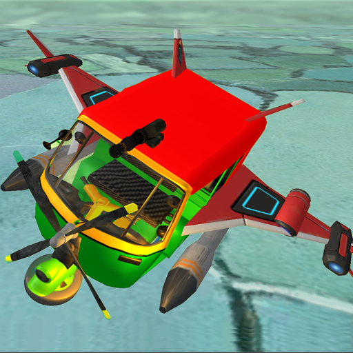 Indian tuk tuk rickshaw flying
