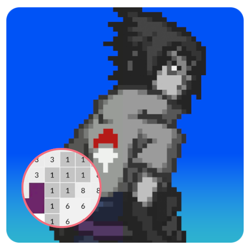 Pixel Art Sasuke Coloring Game